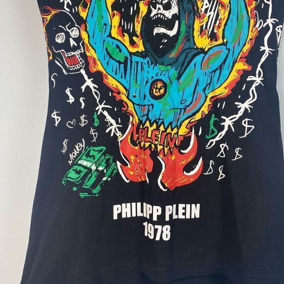 PHILLIP PLEIN ROUND NECK SS RHINESTONE GRAFFITI T-SHIRT - Picture 6 of 11